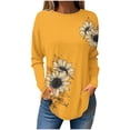 thumbnail image 1 of CHGBMOK Long Sleeve Shirts for Women Floral Printed Crew Neck Sweatshirt Casual Loose Blouses, 1 of 5
