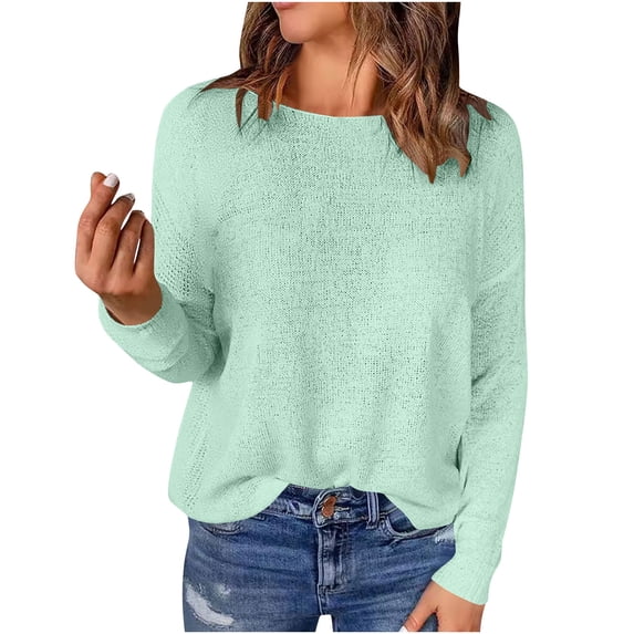 CHGBMOK Long Sleeve Shirts for Women Lightweight Crew Neck Tunic Tops Solid Casual Loose Pullover