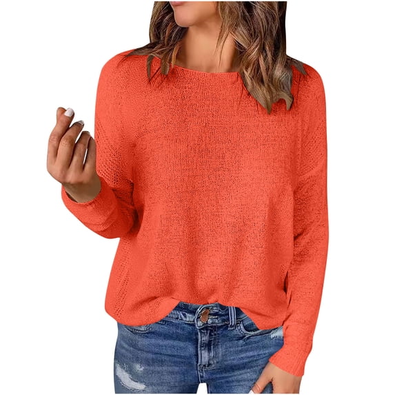 CHGBMOK Long Sleeve Shirts for Women Lightweight Crew Neck Tunic Tops Solid Casual Loose Pullover