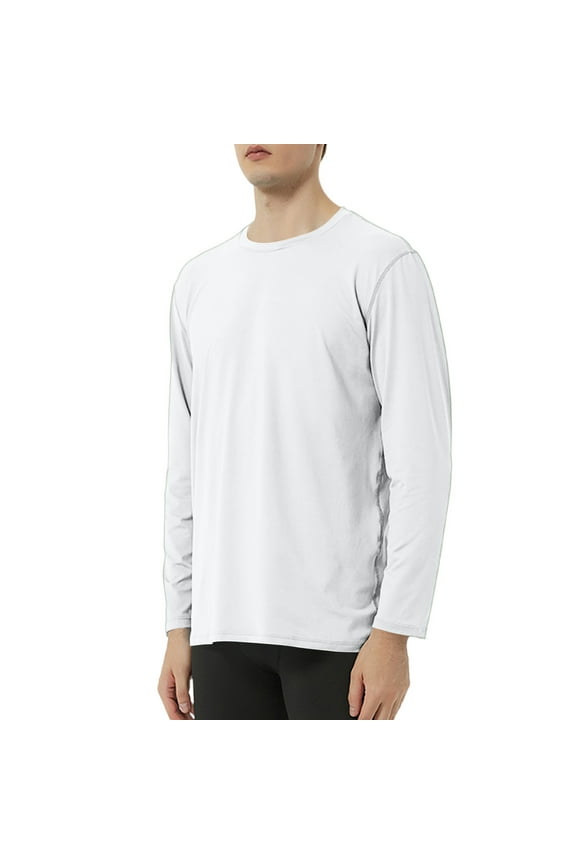 CHGBMOK Men T Shirts Fashionable Solid Color Long Sleeve Round-Neck Blouses Shirts,Sizes M-3XL