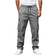 CHGBMOK Men's & Big Men's Cargo Pants Casual Elastic Waist Straight Leg Pants with Multi Pockets Outdoor Trousers