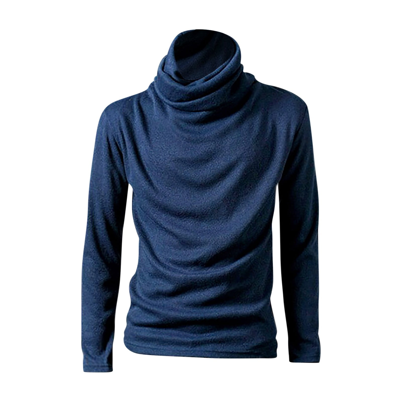 CHGBMOK Men's High Neck Base Layer Solid Color Stretch Knitted Pullover ...