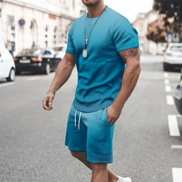 CHGBMOK Men's Short Sets Outfits Tracksuit 2 Piece Athletic T-shirts Short Sleeve Casual Sports Shorts Set M-5XL