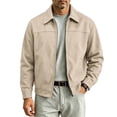 thumbnail image 1 of CHGBMOK Men's Zip Up Jacket Classic Lapel Casual Trucker Coat Long Sleeve Solid Color Lightweight Outerwear with Pockets, 1 of 6