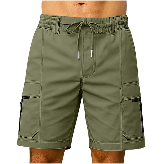 CHGBMOK Mens Cargo Shorts Athletic Workout Shorts Solid Color Drawstring Elastic Casual Shorts Summer Beach Vacation Shorts Pants