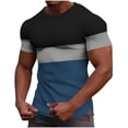 thumbnail image 1 of CHGBMOK Mens Casual Slim Fit T Shirts Short Sleeve Crewneck Waffle Tees Trendy Color Block Workout Shirt Plus Size, 1 of 7