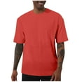 thumbnail image 1 of CHGBMOK Mens Crew Neck Solid Casual T Shirts Plus Size Short Sleeve Loose Basic Tee Top Stretch Gym Workout Shirts, 1 of 5
