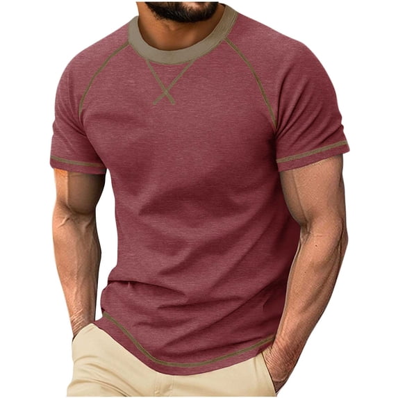 CHGBMOK Mens Crew Neck Trendy Slim Shirts Short Sleeve Casual Pullover Tops Lightweight Breathable Workout Shirt