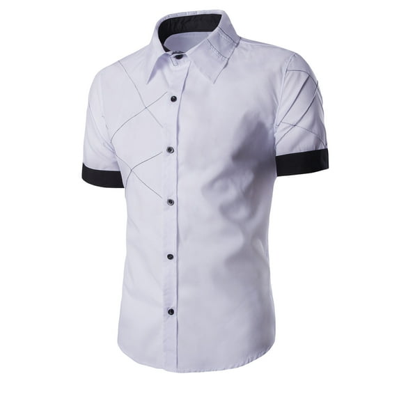 CHGBMOK Mens Dress Shirts Short Sleeved Button Pocket Flip Collar Casual Shirt Sizes M-3XL