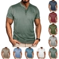 thumbnail image 1 of CHGBMOK Mens Henley Short Sleeve Shirt Breathable Lightweight Cotton T-Shirts Casual Solid Summer Basic Tee Shirt, 1 of 6