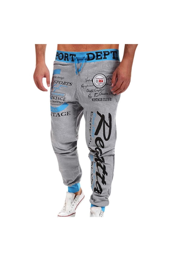 Mens Joggers Elastic Waist Drawstring Letter Print