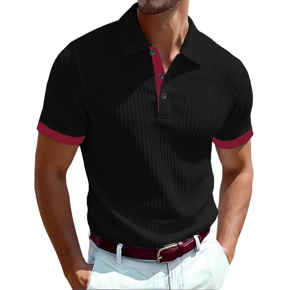 CHGBMOK Mens Shirts Summer Casual Button Up Short Sleeve Shirts Textured Collared Blouses Cozy Breathable Knit Henley Tops