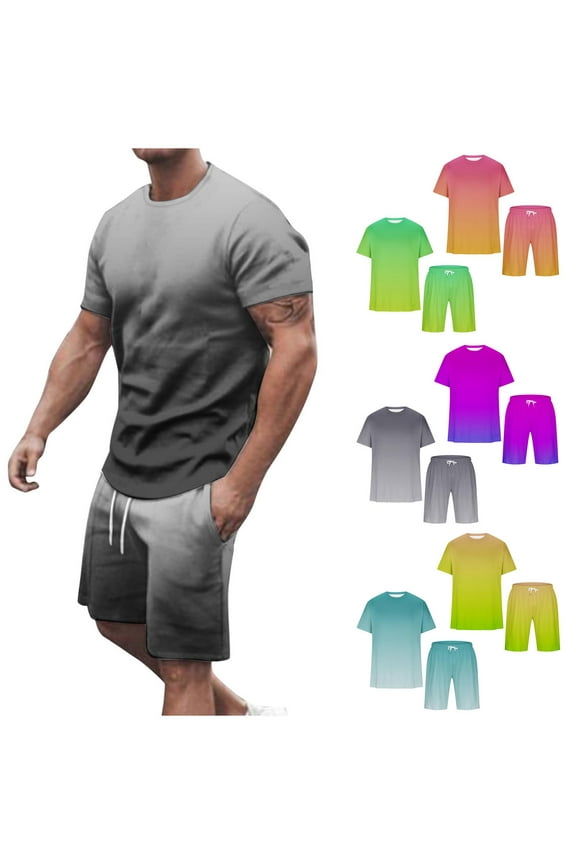 CHGBMOK Mens Short Sets Workout Sets Athletic Clothes Soccer Shirts Shorts Basketball Running Gym Football Outfits Summer M-5XL