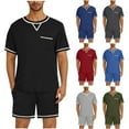 thumbnail image 1 of CHGBMOK Mens Short Sleeve Pajama Set Sleepwear Lightweight Dry TShirts and Shorts Pants Soft Outfit (Black,M), 1 of 9