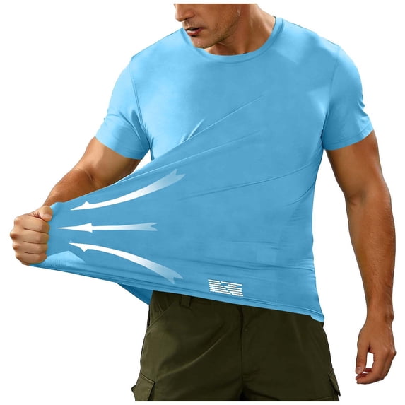 CHGBMOK Mens Solid Casual Stretch T-Shirt Crew Neck Short Sleeve Basic Tees Quick Dry Gym Running Workout Shirts