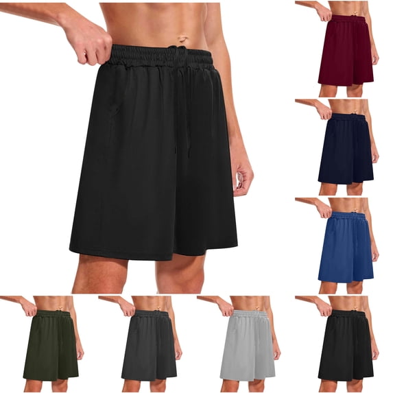 CHGBMOK Mens Solid Color Trendy Drawstring Elastic Casual Shorts Athletic Workout Shorts Summer Loose Breathable Shorts Pants