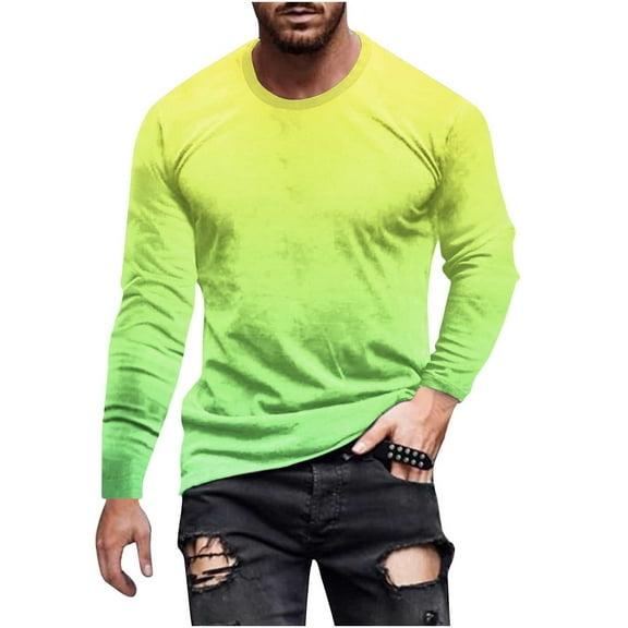 CHGBMOK Mens T Shirts Casual Round Neck Long Sleeve Pullover Printed T-Shirt Blouse,Sizes S-5XL