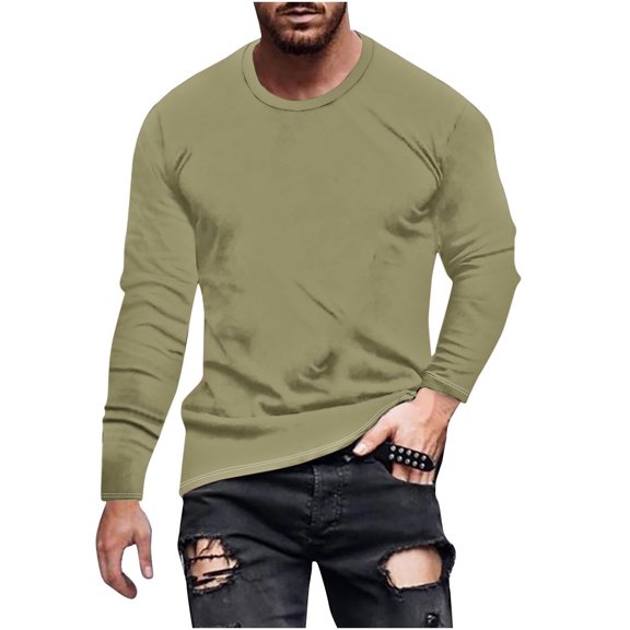 CHGBMOK Mens T Shirts Long Sleeve Classic Fashionable Cotton Casual Basic Shirts,Sizes S-4XL
