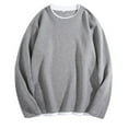 thumbnail image 1 of CHGBMOK Mens T Shirts Long Sleeved Round Fake Two-piece Hoodie Base Shirt Solid Color Casual,Sizes M-5XL, 1 of 3