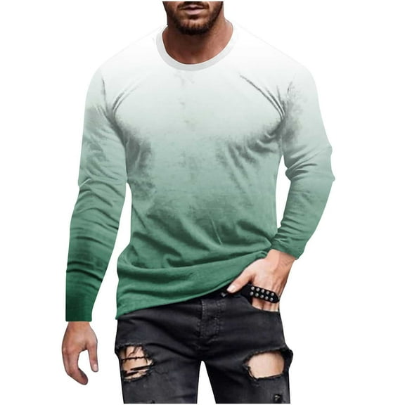 CHGBMOK Mens T-shirts Fashionable Lightweight Casual Cotton Crew Neck with Long Sleeves,Sizes S-5XL