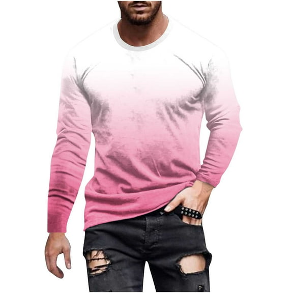 CHGBMOK Mens T-shirts Fashionable Lightweight Casual Cotton Crew Neck with Long Sleeves,Sizes S-5XL
