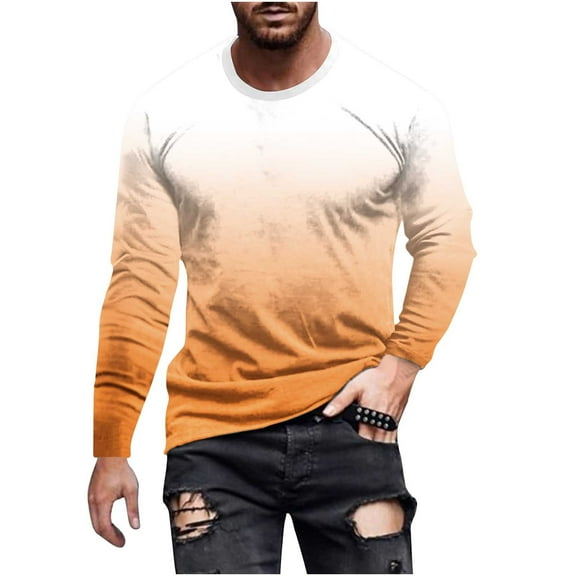 CHGBMOK Mens T-shirts Fashionable Lightweight Casual Cotton Crew Neck with Long Sleeves,Sizes S-5XL