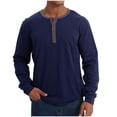 thumbnail image 1 of CHGBMOK Mens T-shirts Solid Color Casual Fashion Button Round Neck Long Sleeve,Sizes S-2XL, 1 of 6