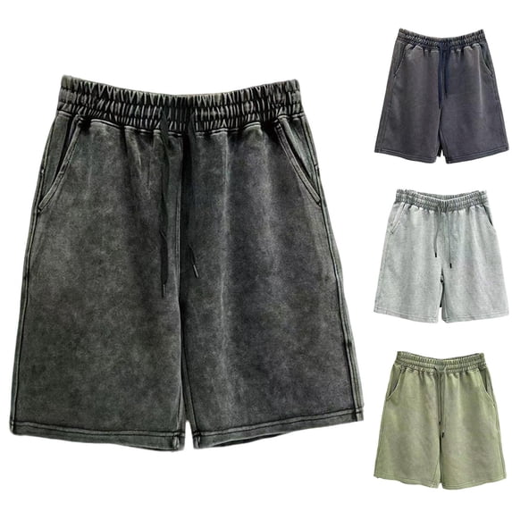 CHGBMOK Mens Y2k Shorts Drawstring Waist Distressed Vintage Track Shorts Summer Lightweight Breathable Short Pants with Pockets