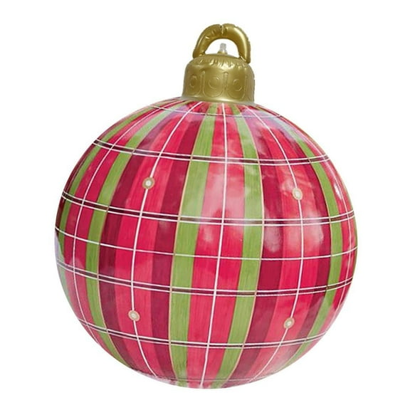 Qwtwty Outdoor Christmas Inflatable Ball Ornaments 23.6 Inch PVC Giant Christmas Inflatable Balloon Decorations for Holiday Yard Lawn Decor Red