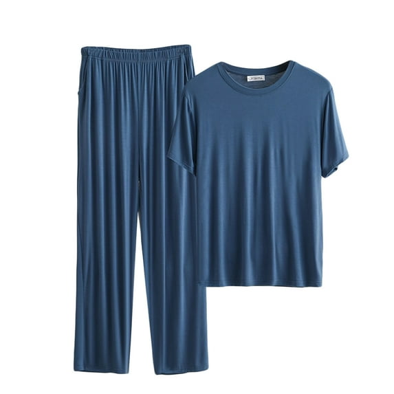 CHGBMOK Pajamas for Men Pajama Set Sleepwear Lightweight Dry Short Sleeve Shirts Long Pants Trousers Soft Comfy Sleep Sets 3XL-6XL