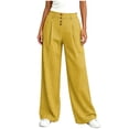 thumbnail image 1 of CHGBMOK Palazzo Pants for Women High Waist Button Front Trousers Plaid Casual Wide Leg Pants, 1 of 5