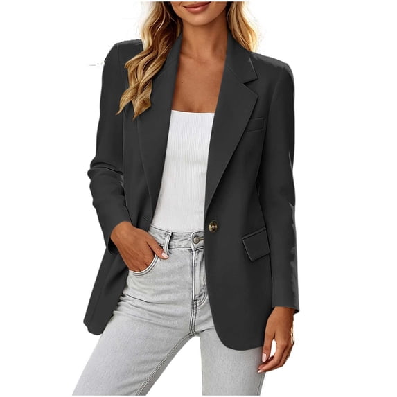 CHGBMOK Plus Size Blazers for Women Casual Oversized Open Front Jackets Long Sleeve Work Office Business Suit