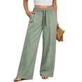 thumbnail image 1 of CHGBMOK Plus Size Pants for Women Elastic Waisted Drawstring Lightweight Wide Leg Pants Casual Loose Fit Gym Workout Trousers with Pockets, 1 of 8