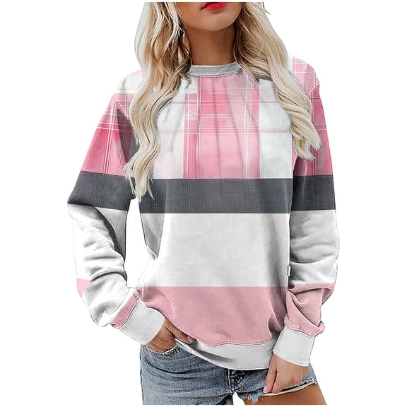 CHGBMOK Plus Size Sweatshirt for Women Crew Neck Long Sleeve Fall Shirts Casual Pleated Front Tops Retro Floral Print Pullover