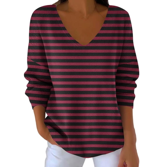 CHGBMOK Plus Size Sweatshirts for Women Trendy Long Sleeve Shirts Casual V Neck Pullover Fall Winter Tunic Tops