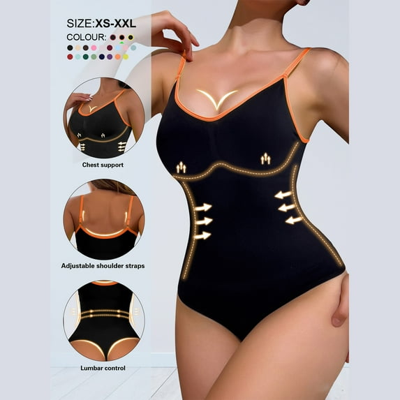 Plus Size Women One-piece Swimsuit Sexy Skinny Bathing Suit, Halter Top Bikini Bottom (Orange,L) on Clearance