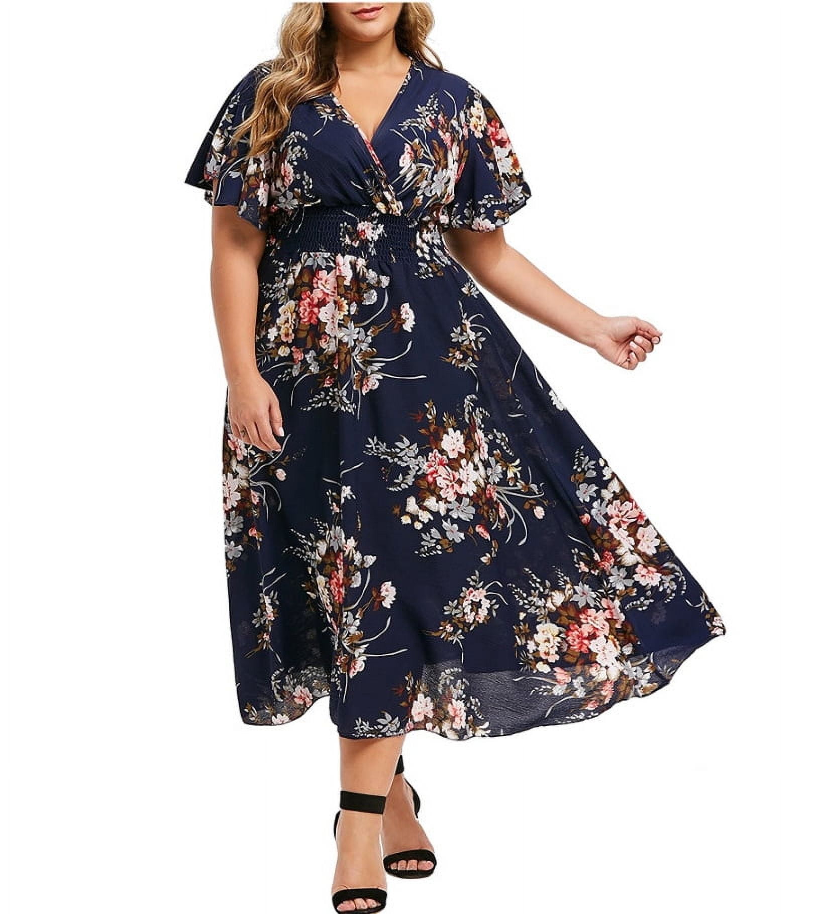 Boho Floral Print Maxi Dress for Plus Size Women Kuwait Ubuy