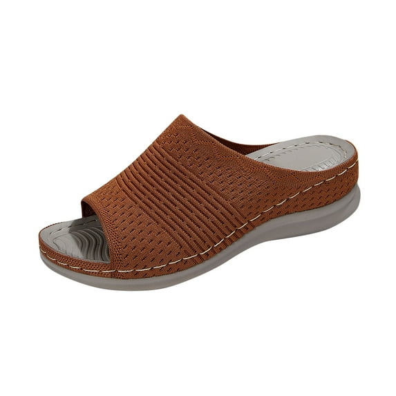 CHGBMOK Sandals for Women 2025 Fashion Casual Summer New Style Solid Color Wide Stripe Fish Mouth Thick Bottom,Sizes 36-43