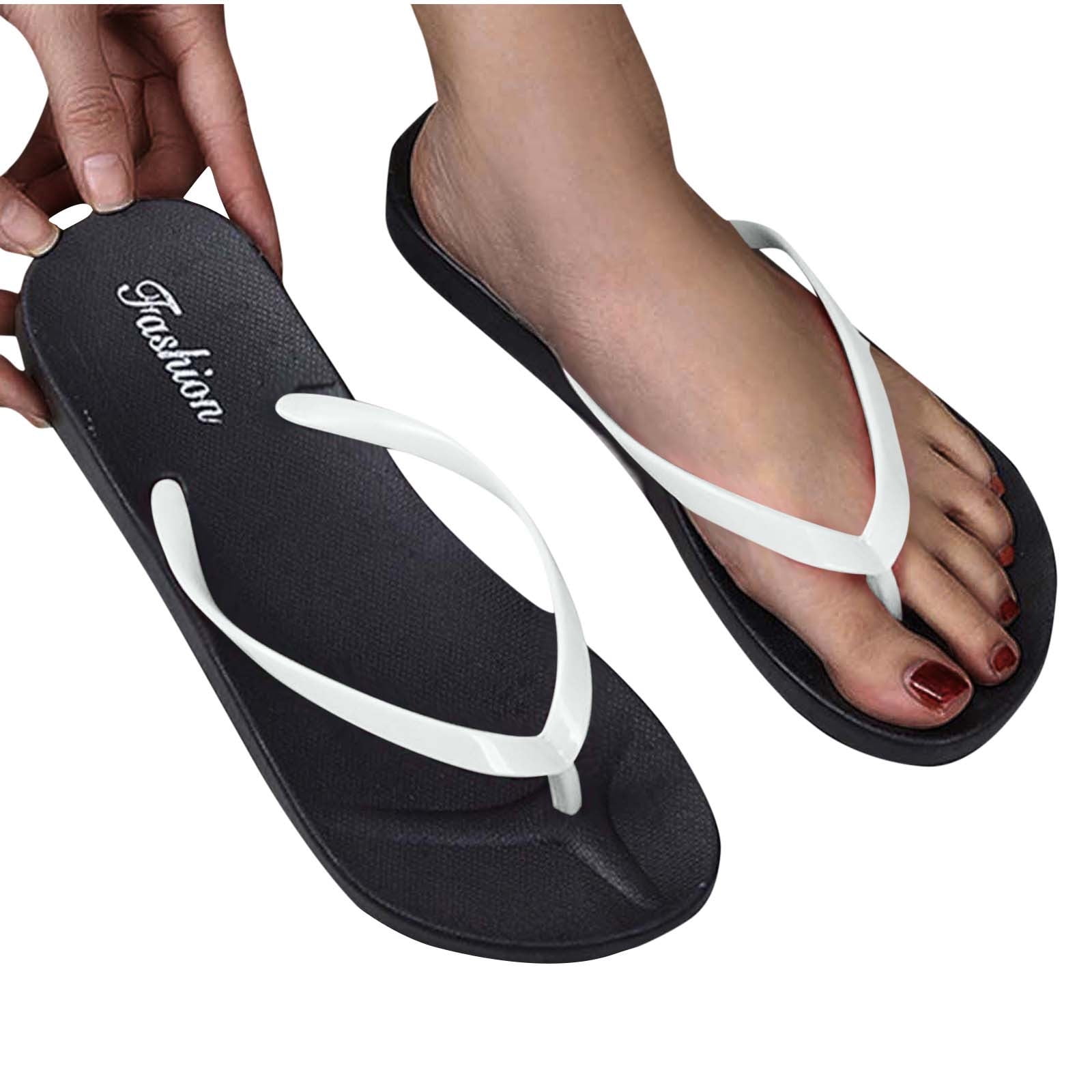 CHGBMOK Savings 15$ & Under Slim Flip Flops for Women for Bathroom Outdoor Beach Rubber Shower ...