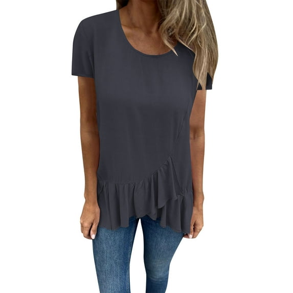 CHGBMOK Shirts for Women Crew Neck T Shirts Short Sleeve Tees Lightweight Summer Tops XL