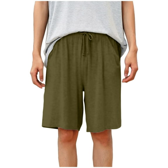 CHGBMOK Shorts Men Solid Color Home Dress Breathable Shorts Pockets Cropped Pants Sizes L-5XL