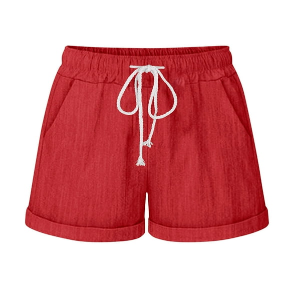 CHGBMOK Shorts for Women Fashionable Solid Color Three Way Pants with Drawstring Shorts S-2XL