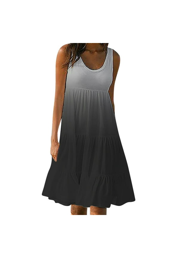 Summer Dresses for Women Plus Size Loose Fit Sleeveless Midi Dress Party Beach Dresses