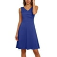 thumbnail image 1 of CHGBMOK Summer Dresses for Women Solid Slim A Line Dress V Neck Sleeveless Tank Dress Casual Midi Dress Spring Summer, 1 of 7