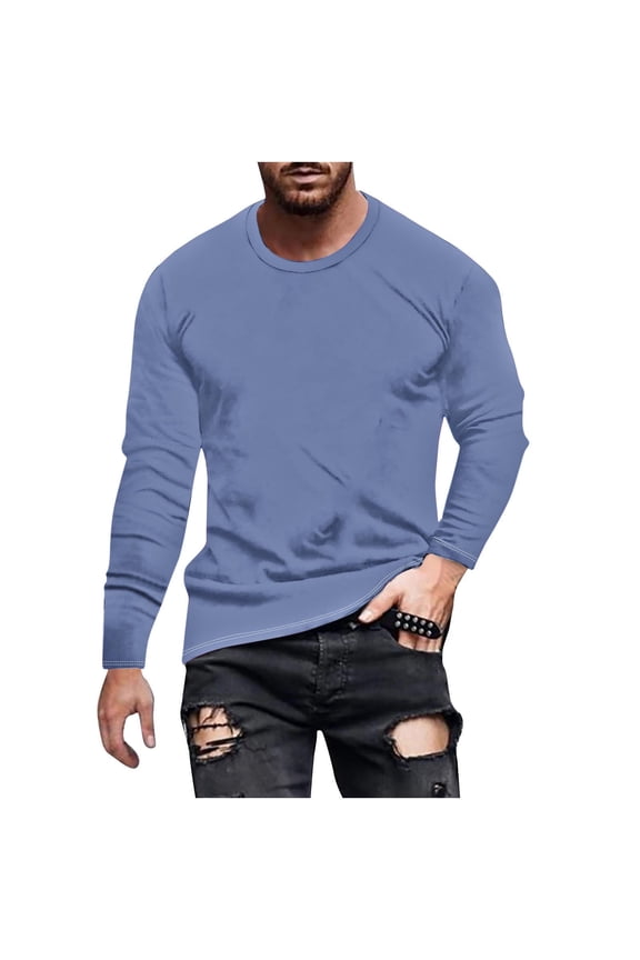 CHGBMOK T Shirts for Man Long Sleeve T-Shirts Cotton Casual T Shirts for Men Breathable Comfort Tee Shirts,Sizes S-5XL