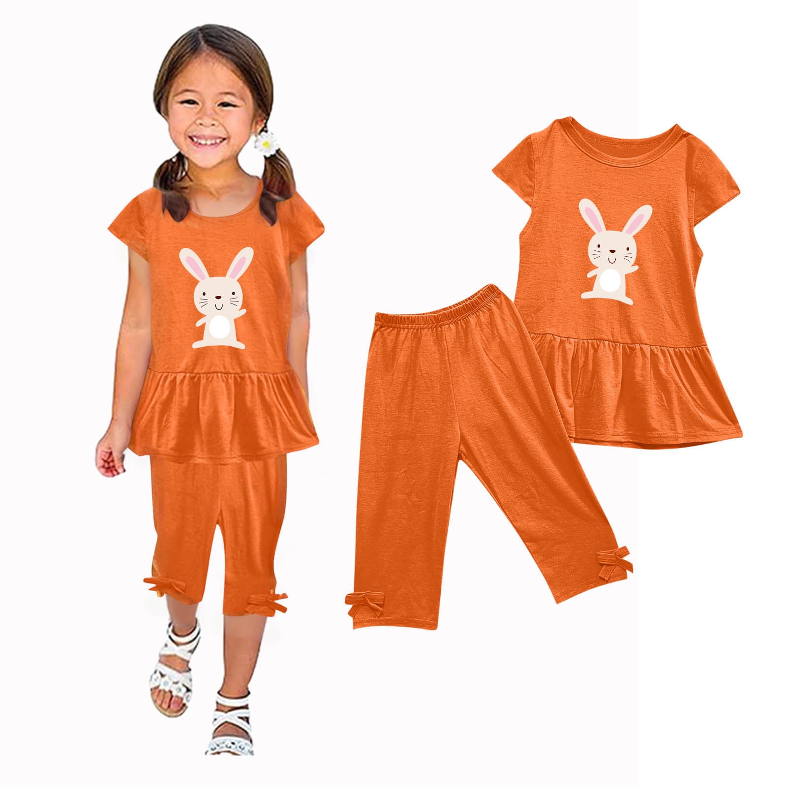 Baby Girls Polaroid Love Orange Summer T-Shirt & Denim Shorts Set
