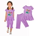 thumbnail image 1 of CHGBMOK Toddler Kid Girls Summer Outfits Outfits Clothes Floral Short Sleeve T-Shirt Top + Summer Short Set Girl Clothes 1-10Y, 1 of 4
