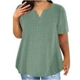 thumbnail image 1 of CHGBMOK Plus Size Tops for Women Hollow Casual V Neck T-shirt 3/4 Length Ruffle Sleeve Shirts Summer Loose Fit Tunic Blouse, 1 of 6