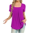 thumbnail image 1 of CHGBMOK Womens Tops Summer Casual Square Neck Shirts Loose Fit Tunic T Shirt, 1 of 4