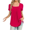 thumbnail image 1 of CHGBMOK Womens Tops Summer Casual Square Neck Shirts Loose Fit Tunic T Shirt, 1 of 4